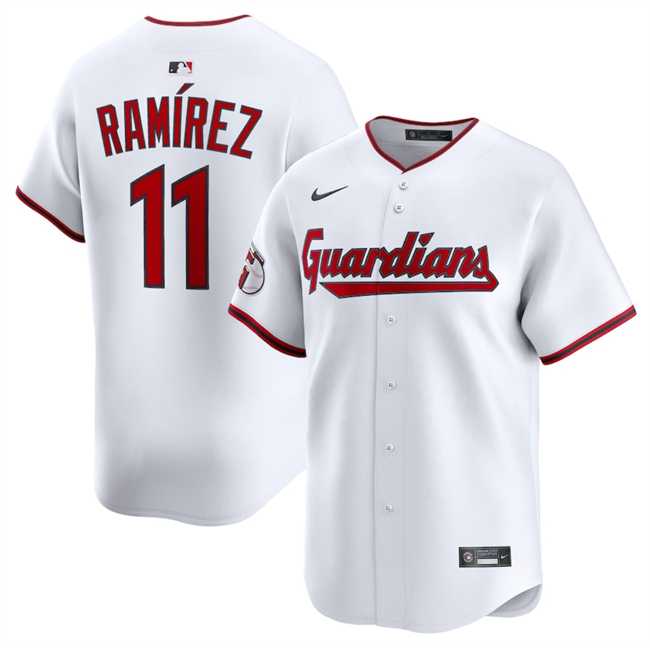 Mens Cleveland Guardians #11 Jose Ramirez White Home Limited Stitched Jersey Dzhi